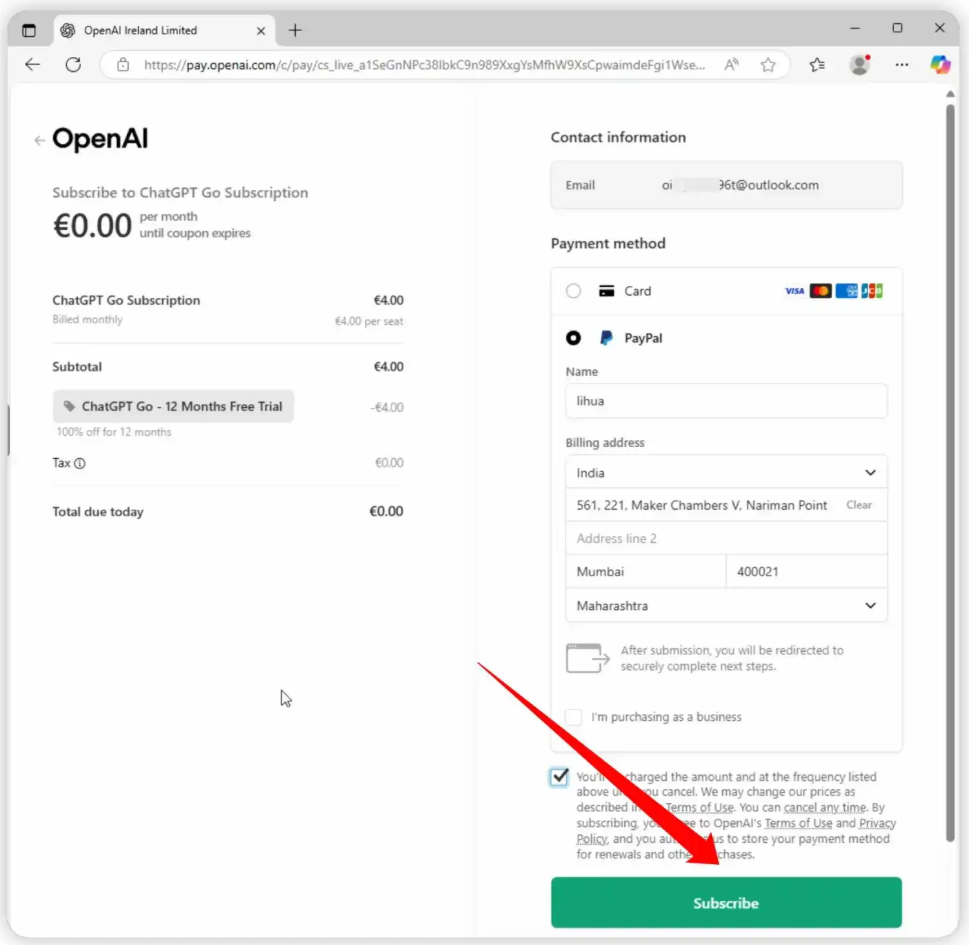 白嫖12 个月 GPT-5/ChatGPT Go 印度区免费订阅教程